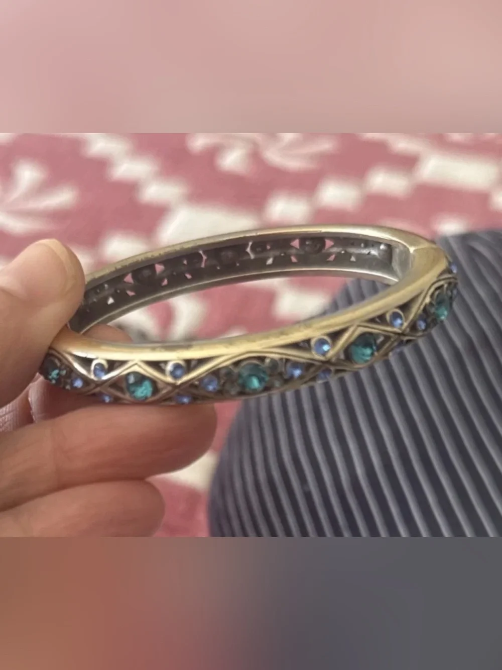 🌌💎 RARE BRIGHTON VTG+ ‘Eternal Sky’ Silver SWAROVSKI CRYSTAL Hinged Bangle! - Picture 4 of 5